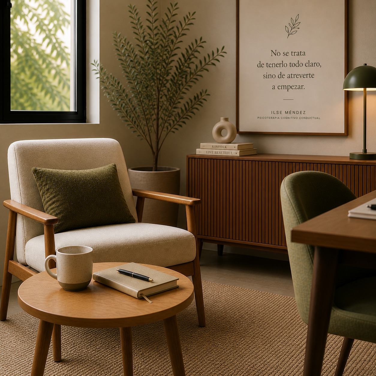 Identidad visual — tonos beige y oliva